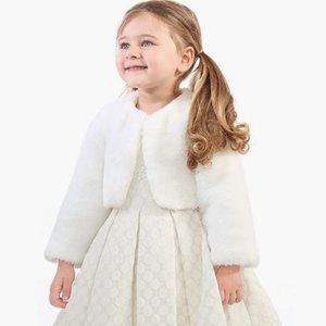 Girls Cozy Faux Fur Bolero Jacket Shrug girls size 9 white